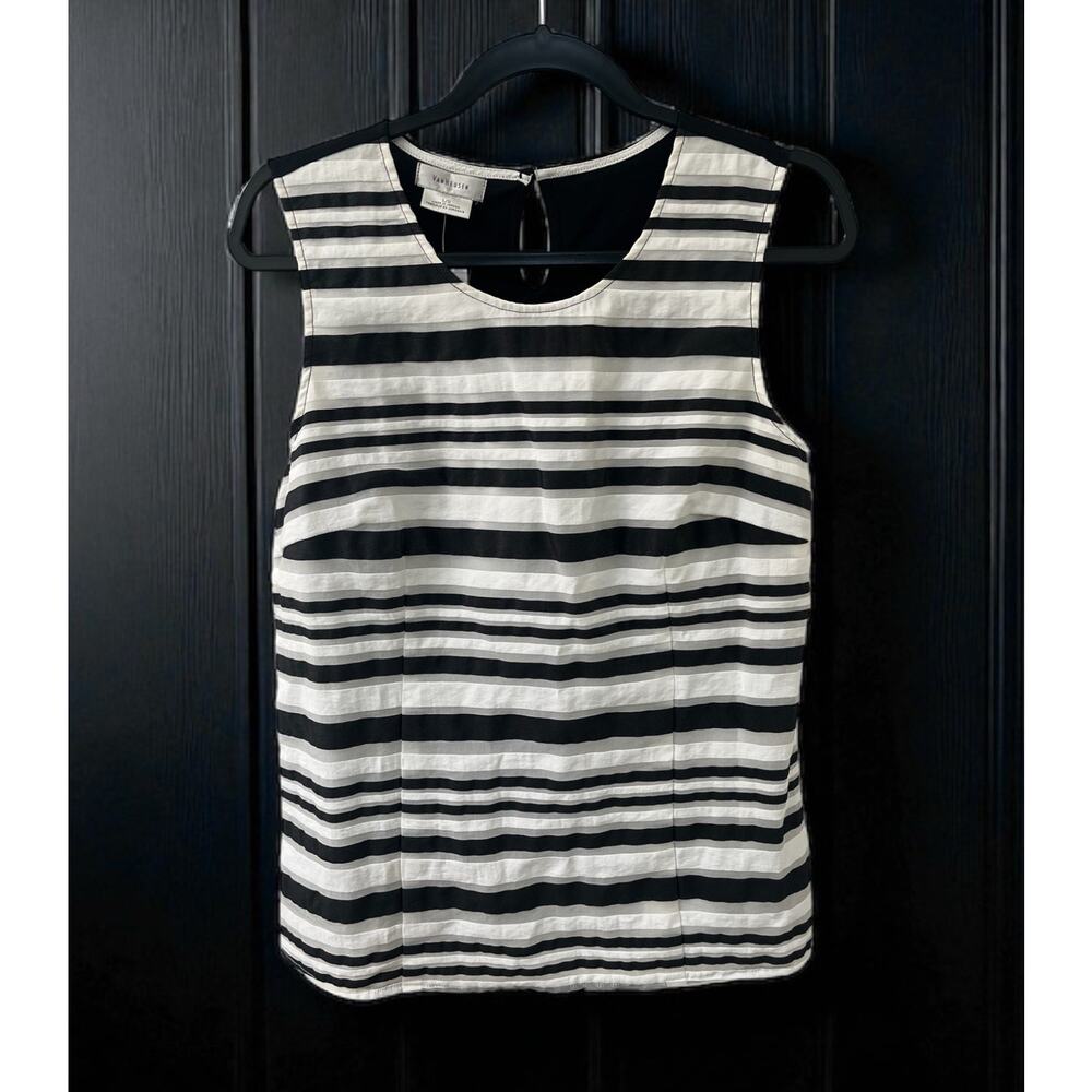NWT Women’s Van Heusen Sleeveless Tank Black White Striped Size Large